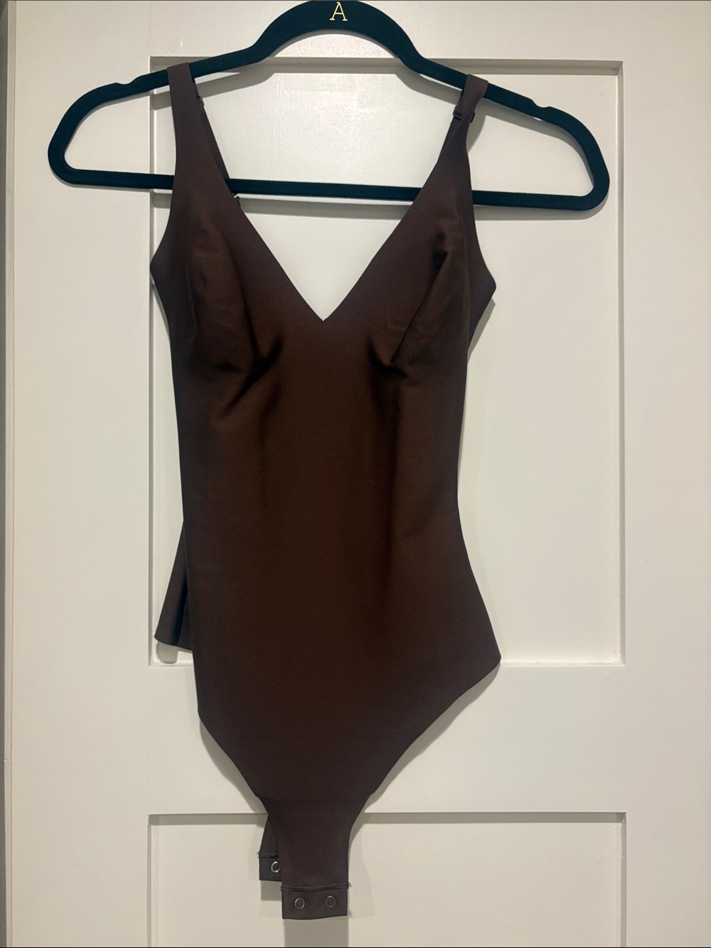 SKIMS Chocolate Brown V-Neck One-Piece Bodysuit